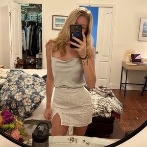 shein eyelet slit skirt